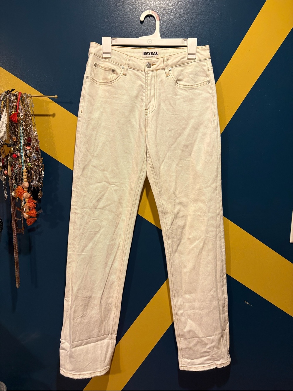 Bayeas White Mid-Rise Straight Leg Jeans NWOT